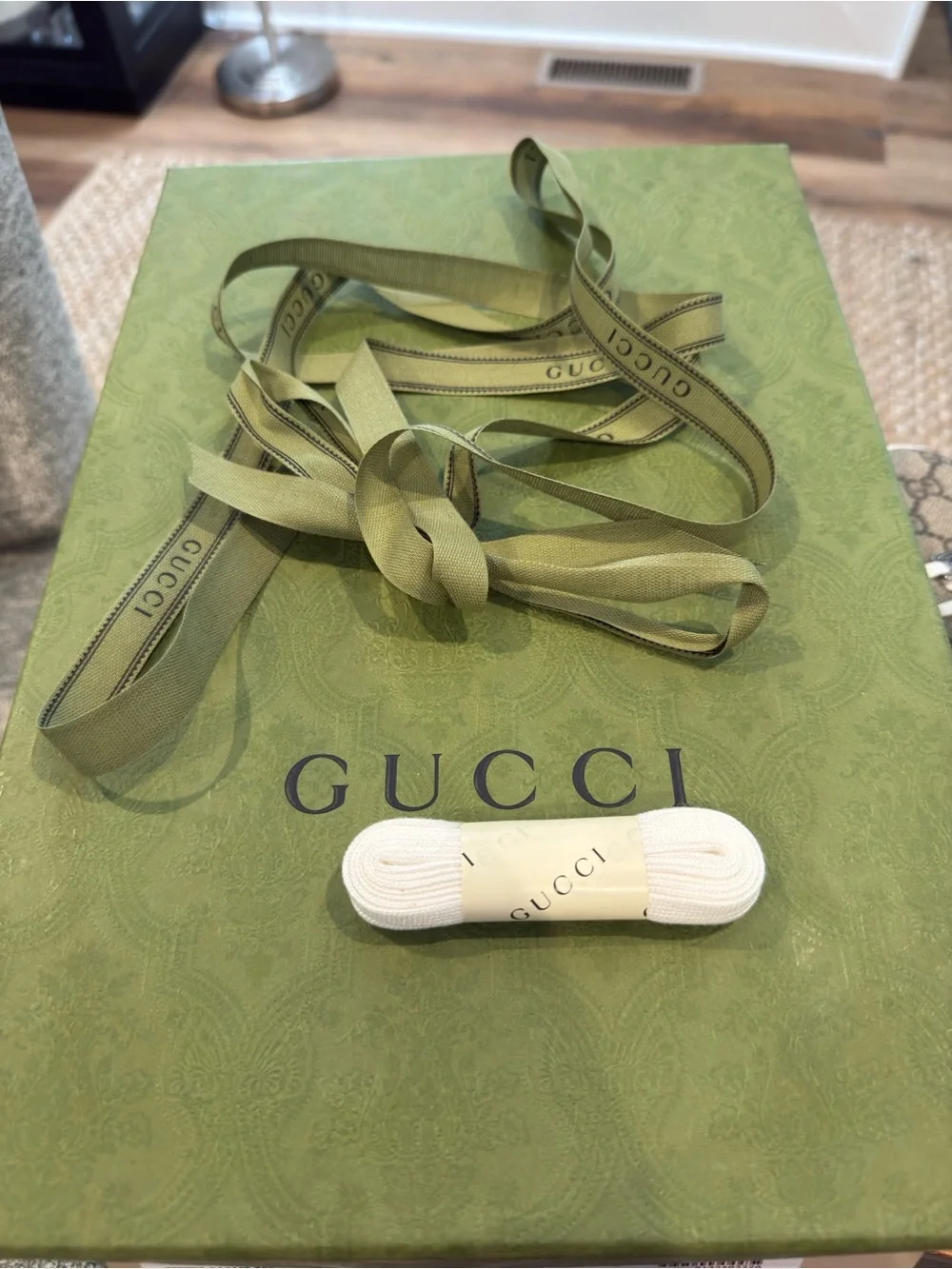 Gucci Beige GG Supreme Ace Sneakers with Green and Red Web